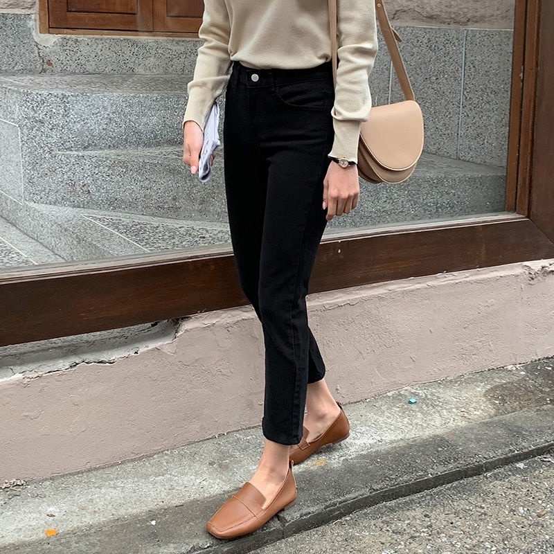 Quần jeans Nữ Lưng Cao Ống Đứng Thời Trang Hàn