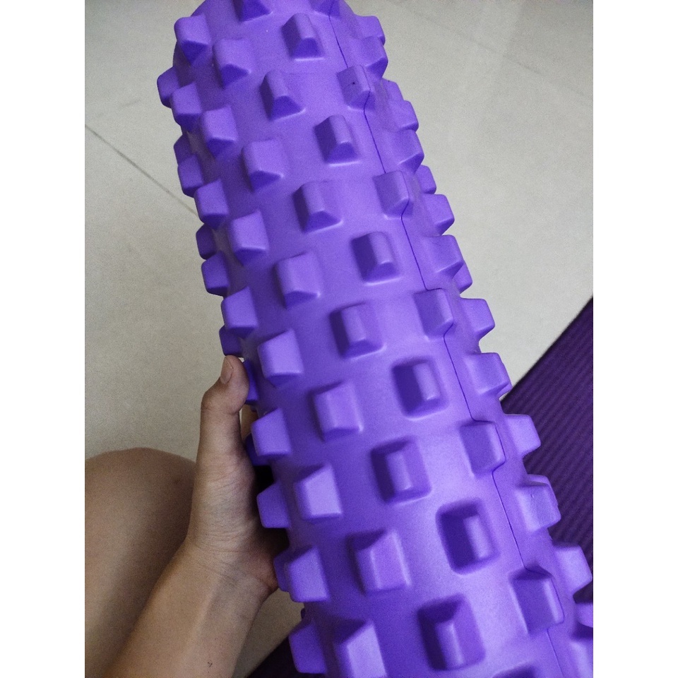 Con lăn Massage giãn cơ Foam Roller Gai dẹt hỗ trợ tập Yoga, tập Gym, Ống lăn xốp Yoga cao cấp Fitness247