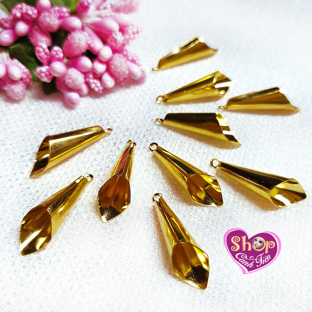 Phụ kiện Trang sức - 20 Cánh hoa Kim loại Vàng, Bạc, Đồng có móc làm Trang sức Cổ trang