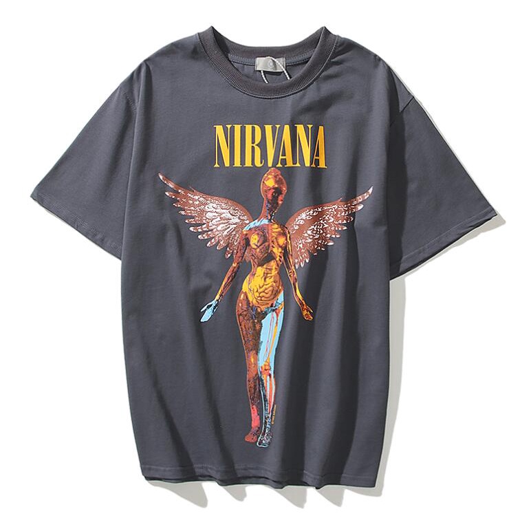 Áo thun cotton tay ngắn in chữ NIRVANA