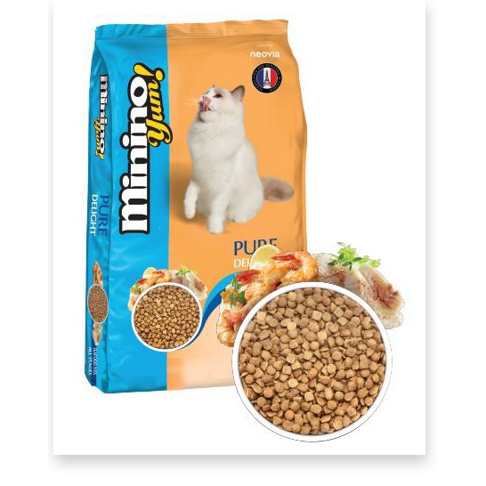 Hanpet -(Gói lớn 1,5kg) KEOS MININO Thức ăn viên cao cấp cho mèo, dùng cho mèo mọi lứa tuổi Thức ăn mèo me-o vị hải sản