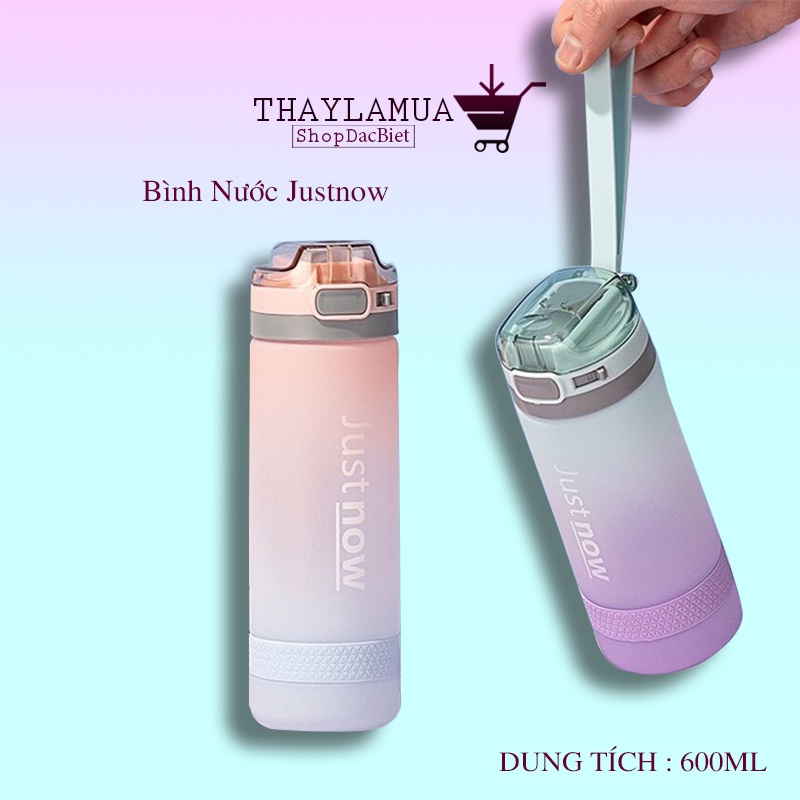 Bình nước Justnow có quai xách - Bình đựng nước chống tràn 600ml  (BJN03)