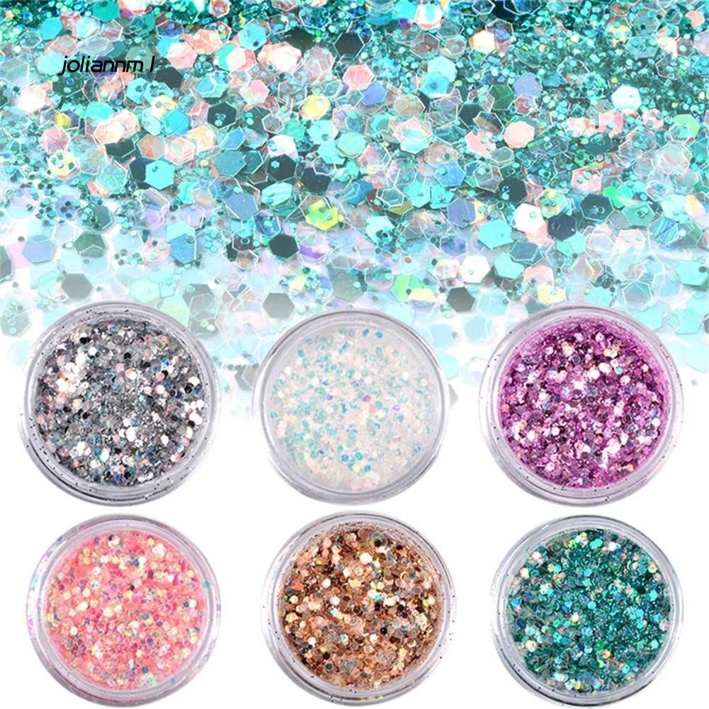 [Hàng mới về] Bộ 6 hộp sequin laze kim tuyến đầy màu sắc trang trí làm móng nghệ thuật