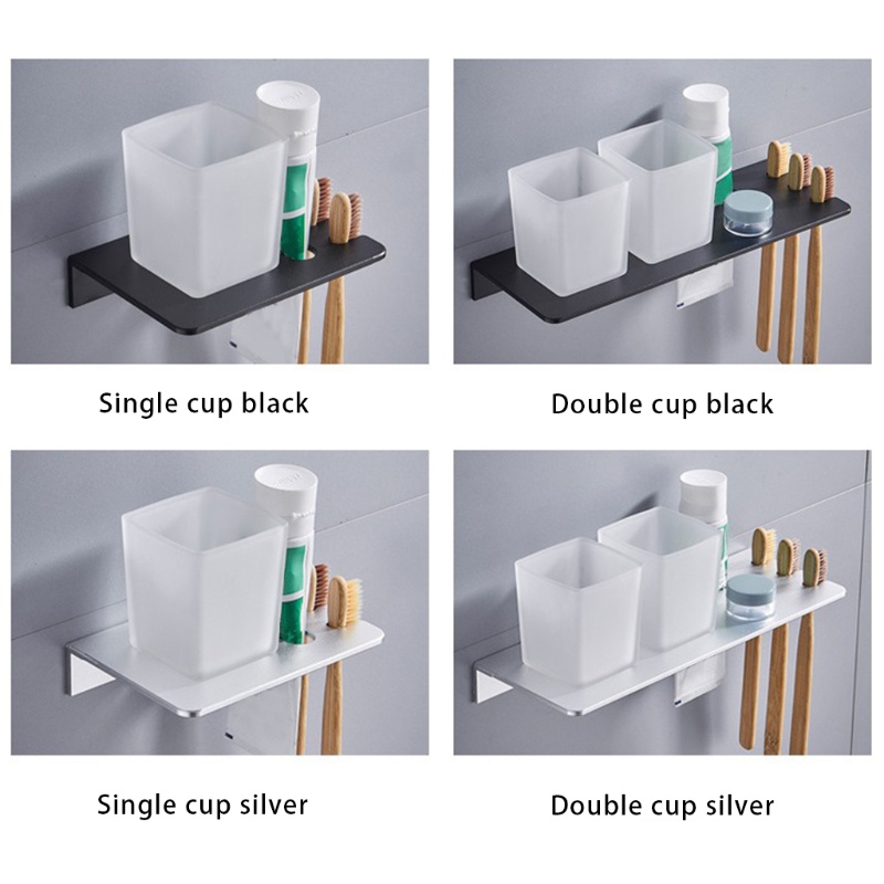 Giá Đỡ Bàn Chải Đánh Răng Đa Năng Bằng Nhôm Không Cần Đục Lỗ Cho Phòng Tắm