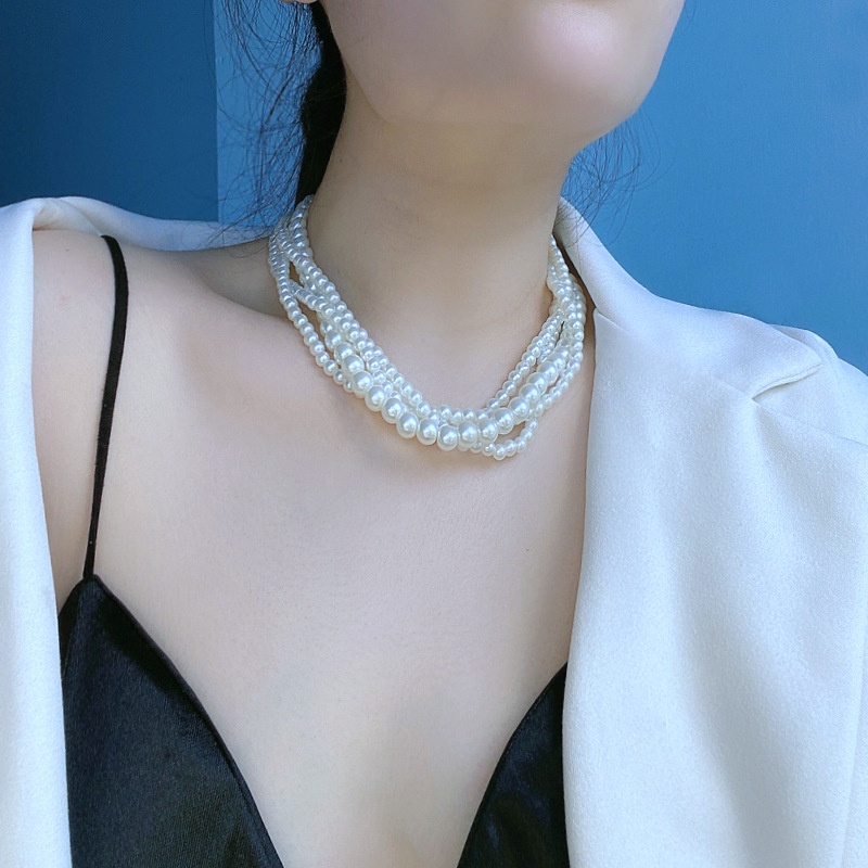 Vòng cổ Nhiều Lớp Đính Ngọc Trai Phong Cách Hàn Quốc Cho Nữ