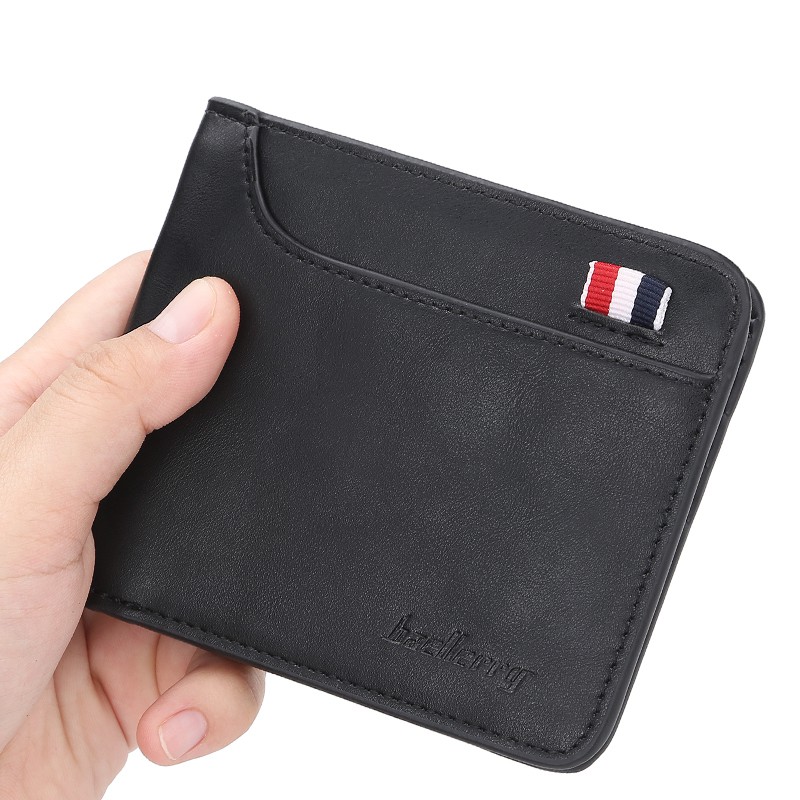 Baellerry D9152 High Quality Men's Short Bifold Leather Wallet Slim Cash Purse Hand Bag Credit Card Holder