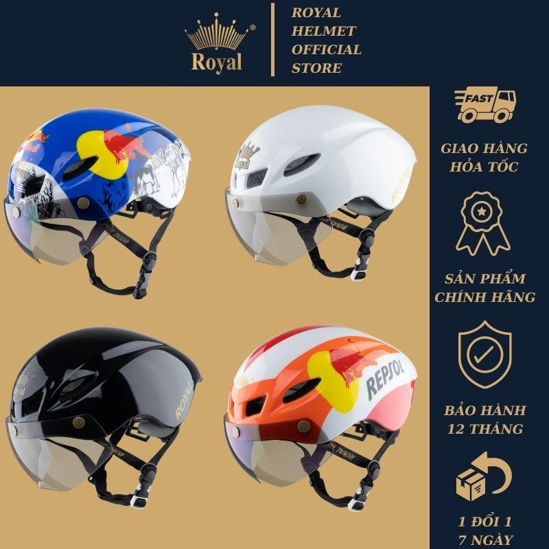 Mũ bảo hiểm xe đạp Royal md16 có kính dáng thể thao có đuôi nhọn giống poc 01