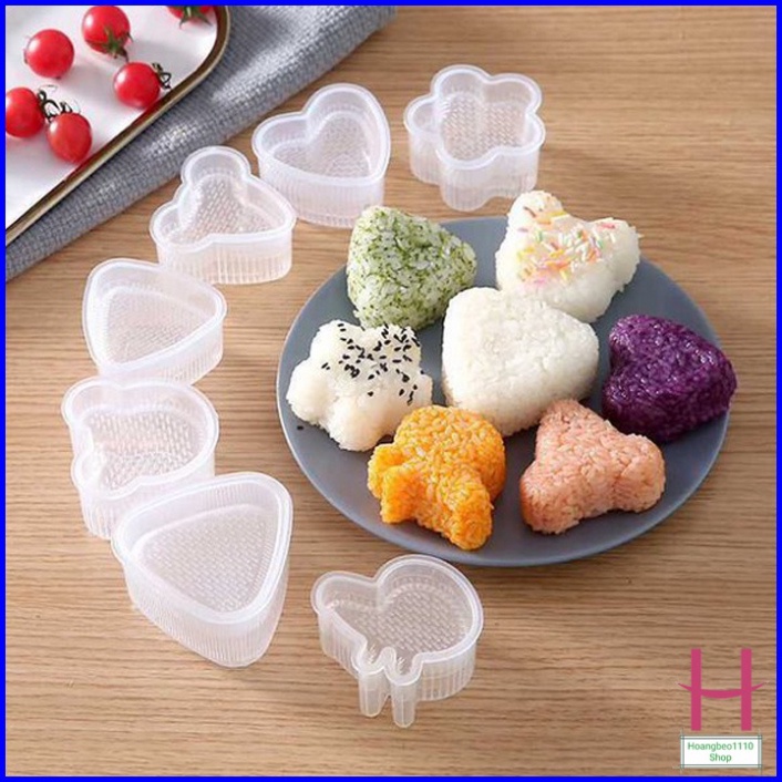 Bộ 7 Khuôn ép cơm tạo hình, làm cơm nắm, làm bánh cho bé - bằng nhựa trong suốt siêu đẹp