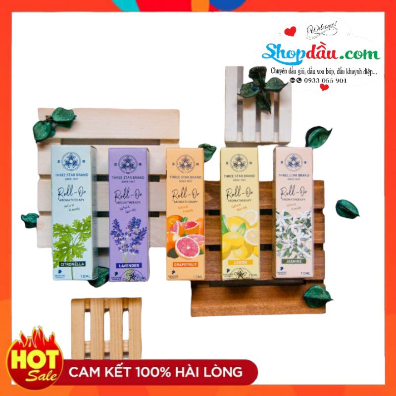 Dầu gió bi lăn Three Star - chính hãng Singapore