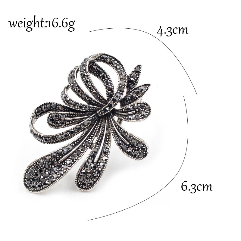 Trâm Cài Áo Hình Nơ Đen Phong Cách Vintage Thanh Lịch Cho Nữ