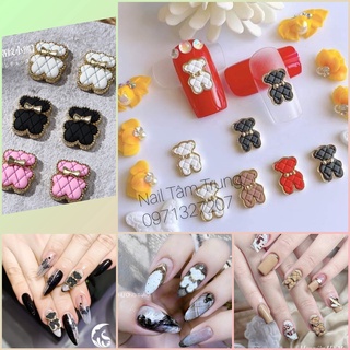 Charm gấu da nail,charm gấu ôm tim cao cấp giá rẻ