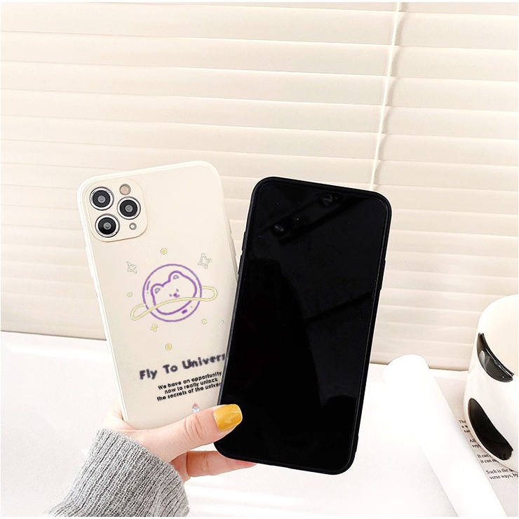 Ốp lưng iphone cạnh vuông hành tinh gấu cho ip 6/6plus/7/7plus/8/8plus/x/xs/11/12/13/pro/max/plus/promax-Awifi-e143