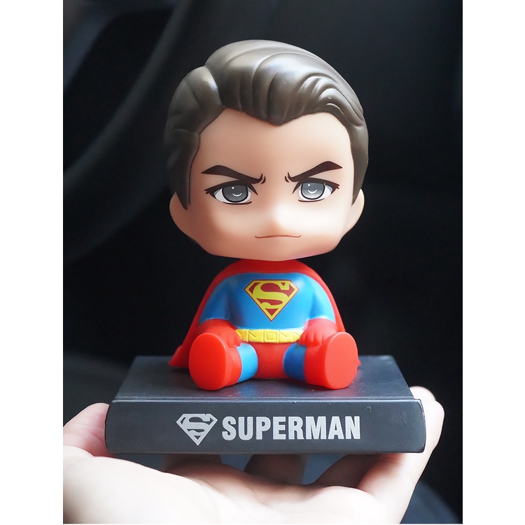 Mô hình Superman - Mô hình Chibi lắc đầu trang trí taplo ô tô, trang trí bàn học, giá đỡ điện thoại