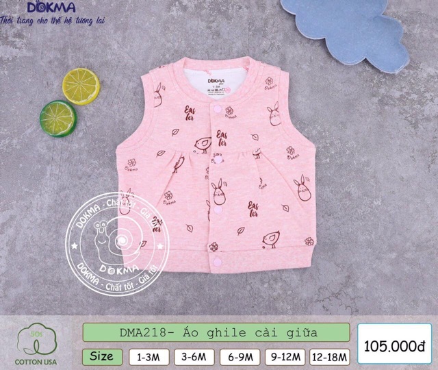 [DMA218-ẢNH THẬT 100%] Áo gile Dokma 2 lớp dày dặn ấm áp cho bé