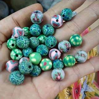 10viên gốm mềm hoa văn nhiều màu 10mm