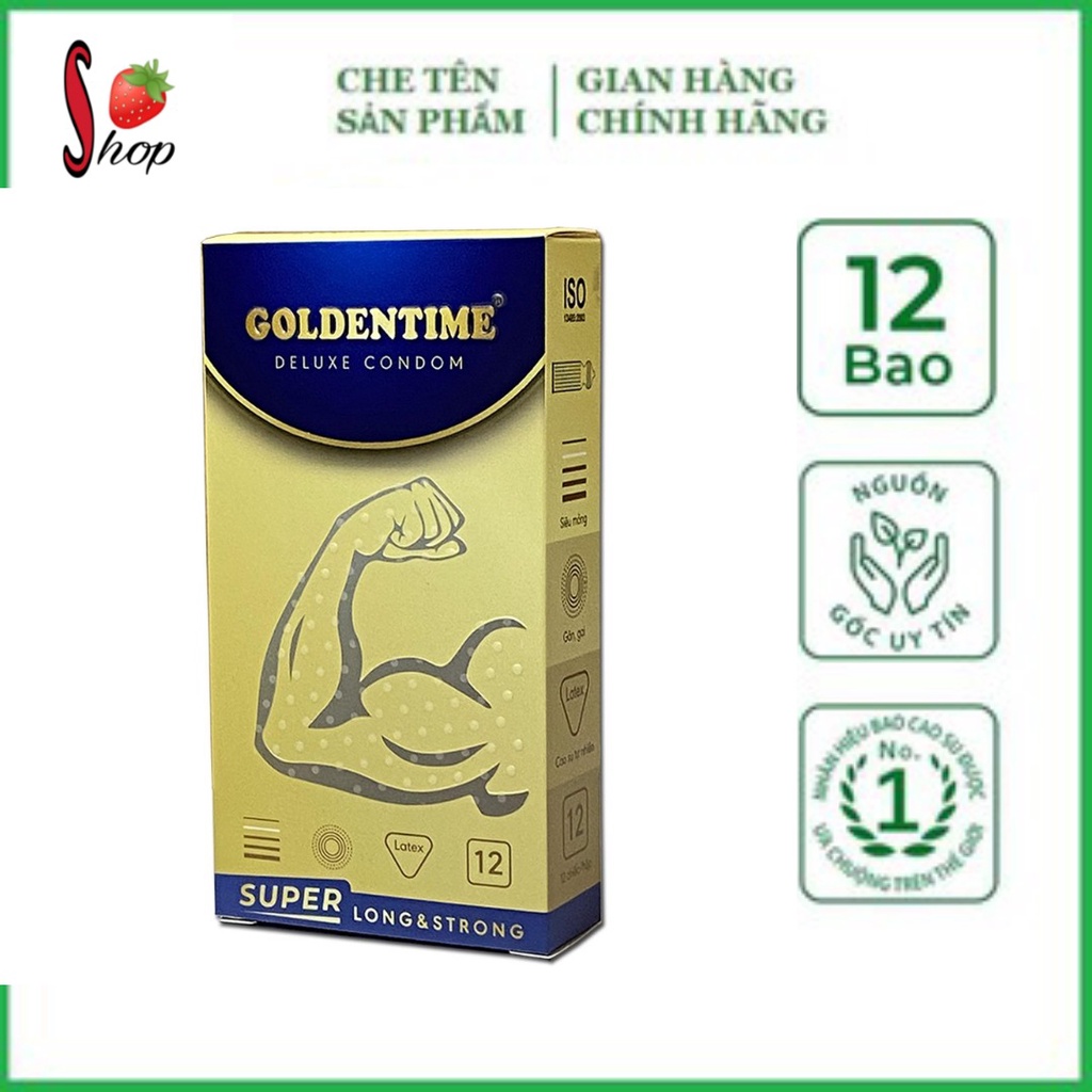 Bao Cao Su Goldentime zero ultrathin siêu mỏng 0.01mm hương vani - Hộp 12 BCS