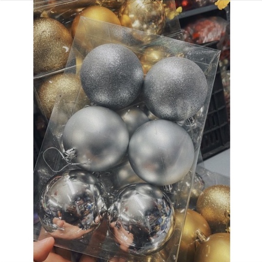 Set 6 quả châu trang  trí cây thông Noel