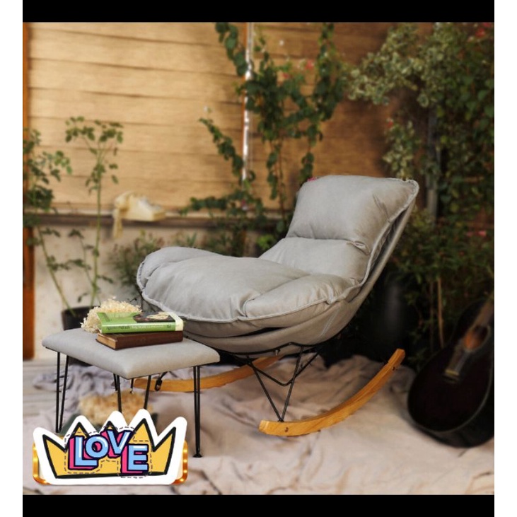 Ghế Sofa Bập Bênh Thư Giãn Nguyên Bộ Gồm Đôn Cao Cấp - Ghế Đọc Sách