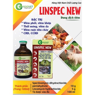 Linspec new goovet viêm khớp, thối móng, viêm da, viêm ruột tiêu chảy, crd, ccrd, hen gà, viêm phổi