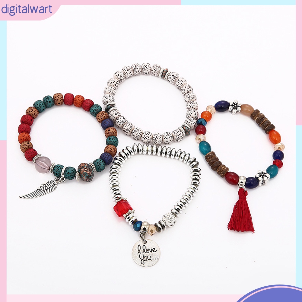 Vòng đeo tay chuỗi hạt nhiều lớp phong cách Bohemian cá tính thời trang cho nữ