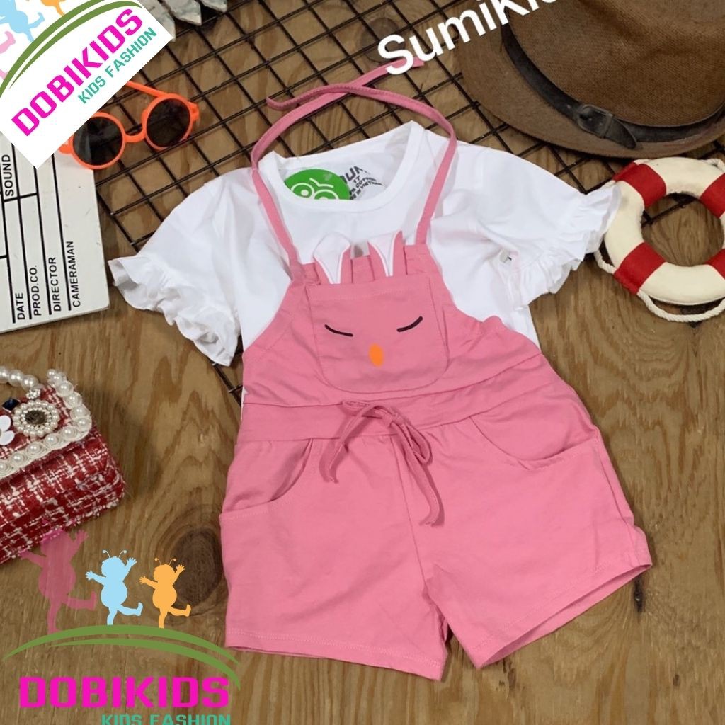 Bộ Bé Gái Yếm Tai Thỏ Dễ Thương Sumikids Sz 9-35kg