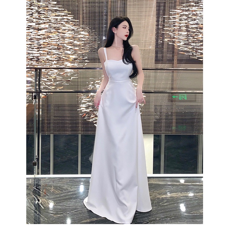Đầm Dự Tiệc Màu Trắng Dáng Dài Sang Trọng Thanh Lịch Dành Cho Nữ