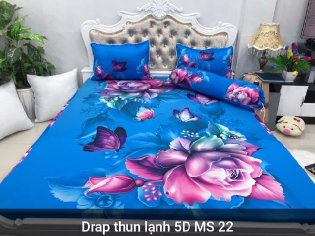 BỘ DRAP THUN LẠNH Ý 5D THÁI LAN CAO CẤP NHIỀU MẪU (INBOX CHỌN MẪU)