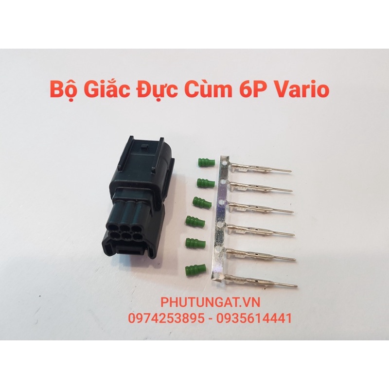 Giắc cùm Vario 6 lỗ bấm sẵn dây điện