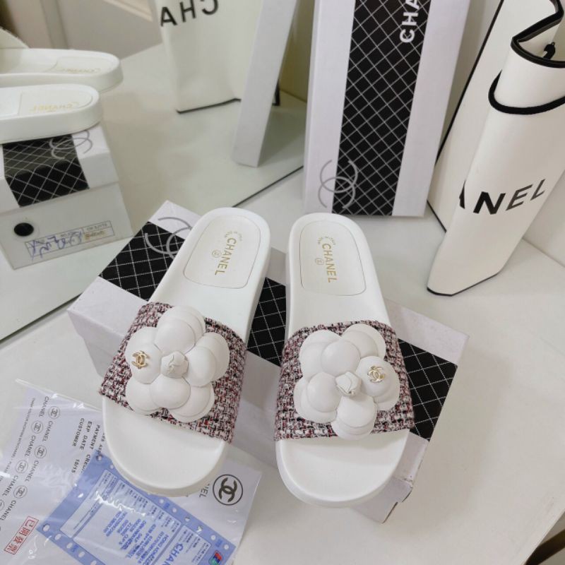 HVm(ẢNH THẬT) Dép Lê Hoa Trà Quai Dạ Ngang Da Mềm Fullbox Bill Túi Cao Cấp