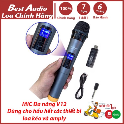 Micro Không dây Karaoke Zansong V12, Micro không dây đa năng, Mic loa kéo, Amply, DVD. Bảo hành 06 tháng