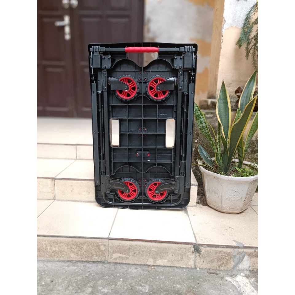 Xe đẩy hàng gấp gọn Nikawa FWS-100F, 4 bánh, tải trọng 100kg, sàn nhựa, gấp gọn cả bánh và tay cầm