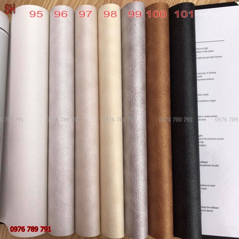 Giấy Dán Tường Giả Da Phòng Ngủ Đẹp, Lụa Không Keo, Khổ 10m x 53 cm, Màu Trắng, Vàng, Đen