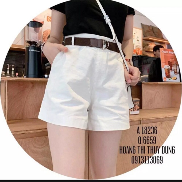 Quần short kaki lưng cao [ Kèm dây nịt