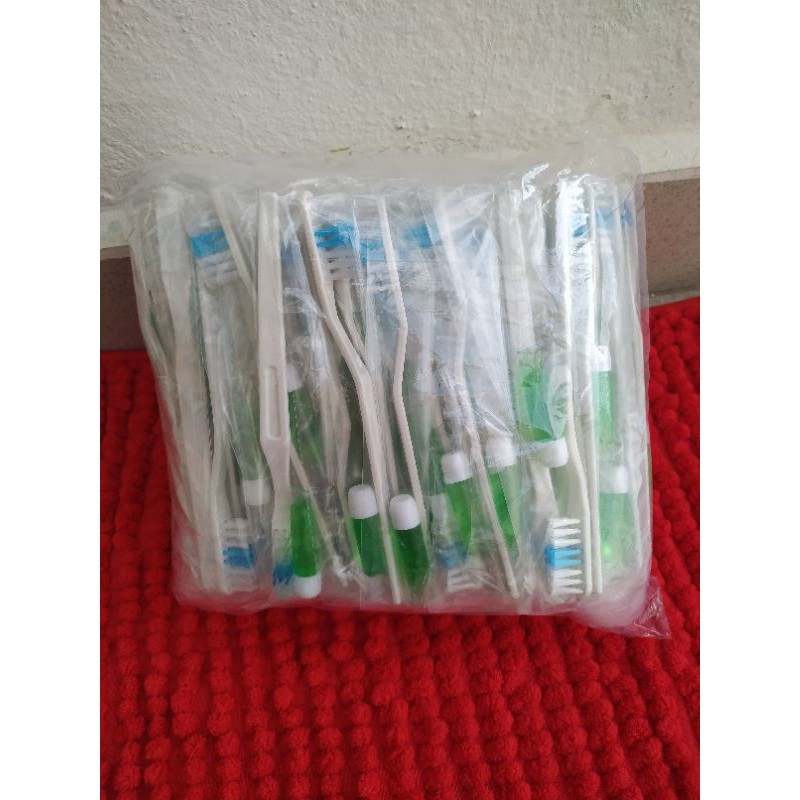 Bàn chải đánh răng khách sạn, dùng 1 lần đi du lịch, kem đánh răng cao cấp túi 100 cái