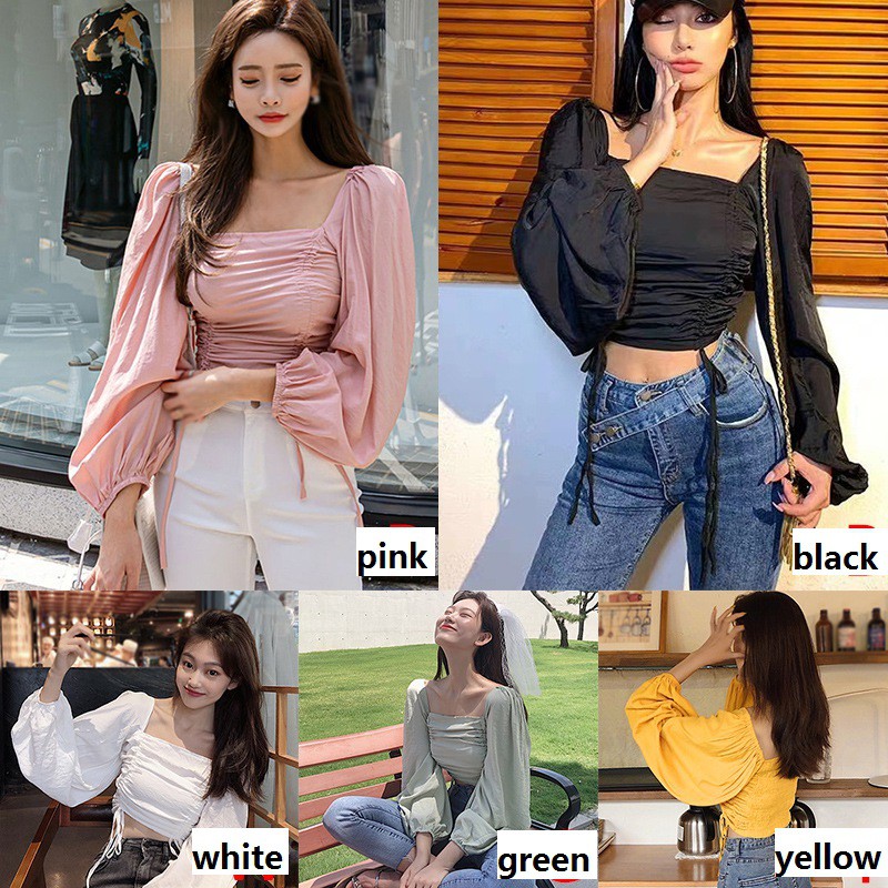 Áo Nữ Tay Dài Cổ Vuông Thời Trang Quyến Rũ