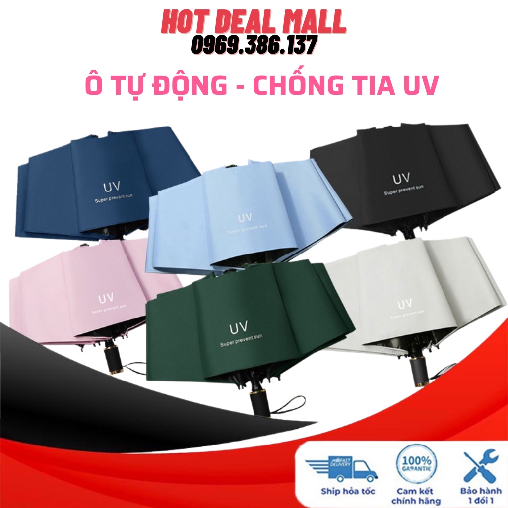 Ô Dù  Che Mưa Đi Nắp Gấp Mở Tự Động - Ô Gấp GỌn 2 Chiều Chống Thấm, Chống Tia UV Cao Cấp - BH UY TÍN