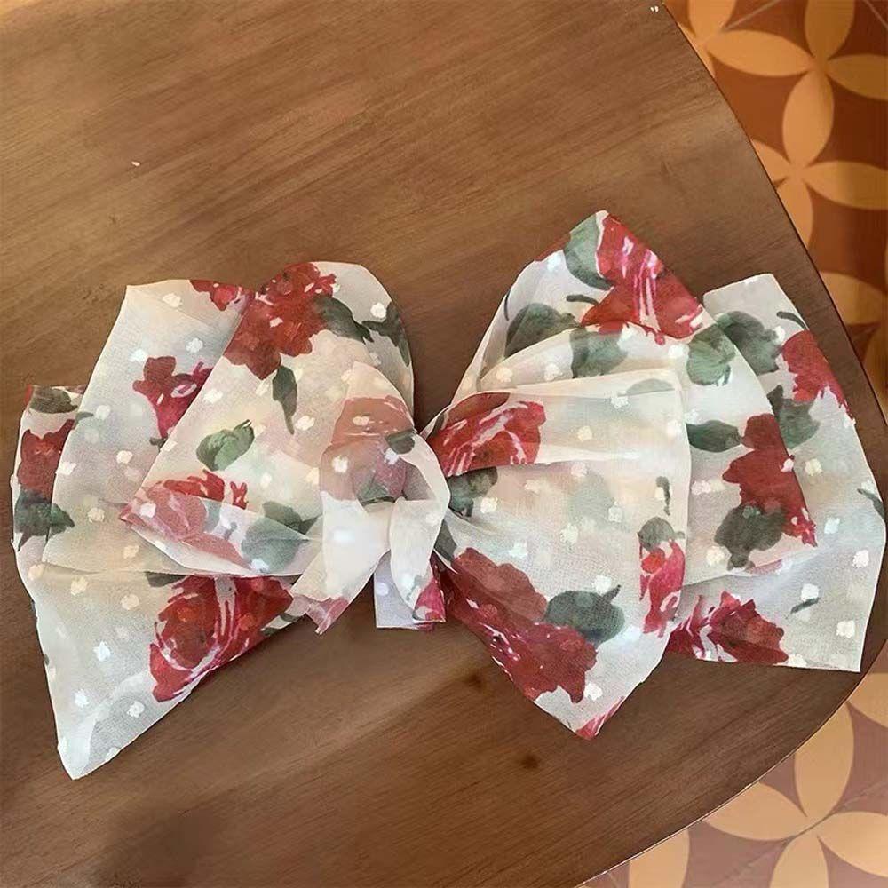 Kẹp Tóc Nơ Lớn Họa Tiết Hoa Xinh Xắn Thời Trang Mùa Hè Cho Nữ WMES15H