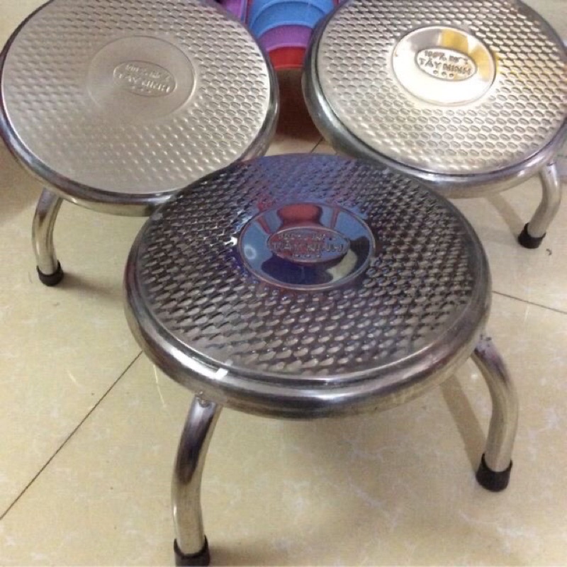 ghế inox tròn ghế ngồi sổm nhặt nhau rửa bát