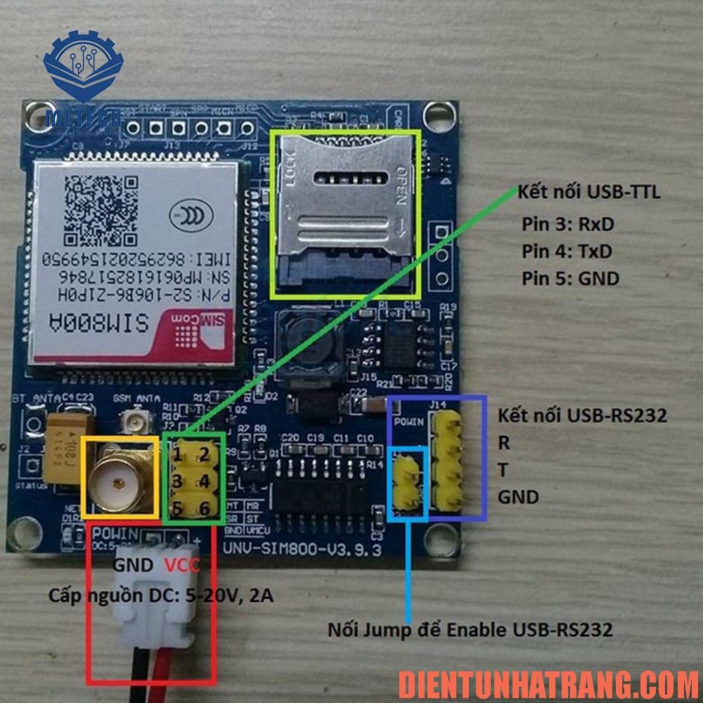 Module GSM GPRS SIM800A ( bản nâng cấp của SIM900A)