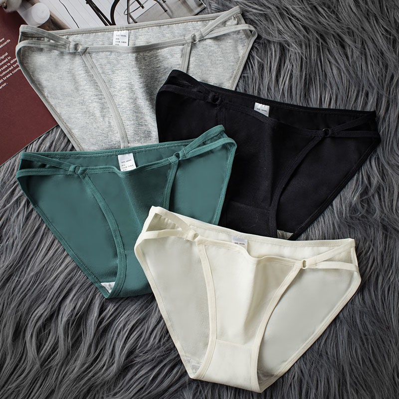 Quần Lót Cotton Lưng Thấp Chống Vi Khuẩn Phong Cách Hàn Quốc Quyến Rũ Cho Nữ 30119