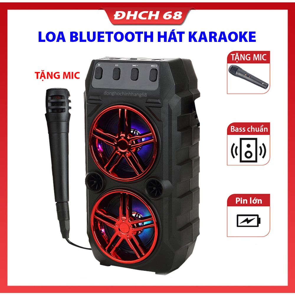 Loa Bluetooth Hát Karaoke Tặng Kèm Mic Hát Hay Nghe Nhạc Cực Đã Âm Bass Cực Mạnh Loa Bluetooth Mini Bảo Hành 1 Năm