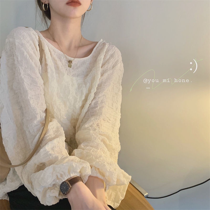 Áo kiểu tay phồng mỏng mềm mại thiết kế thanh lịch cho nữ