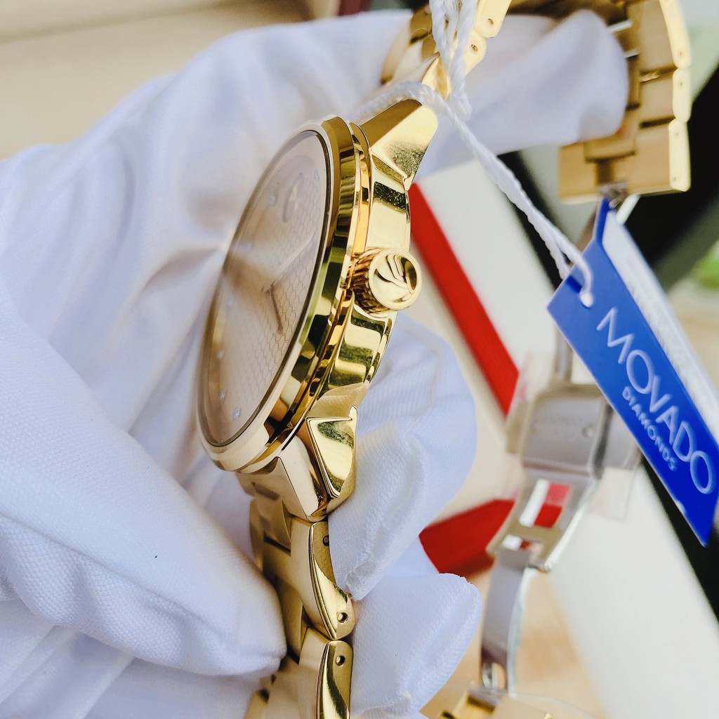 Đồng hồ nam chính hãng Movado Bold Yellow Gold Diamond Dial Men watch 3600374 - Máy quartz pin - Kính Sapphire