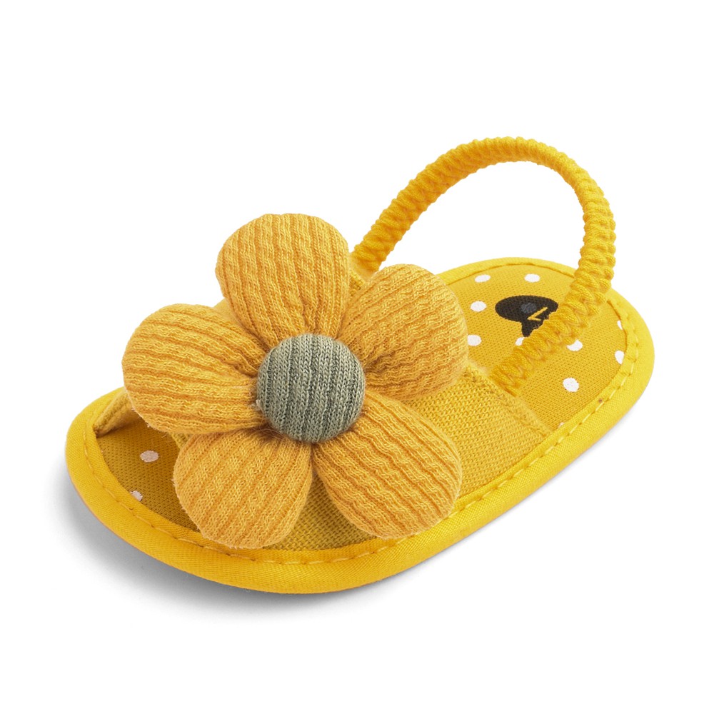 Giày sandal đế mềm chống trượt đính hoa xinh xắn dành cho bé gái