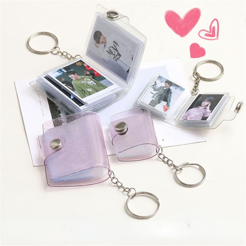 Sổ Lưu Trữ Hình Ảnh Thẻ ID 16 Tấm 1/2 Inch Có Móc Khóa Tiện Dụng