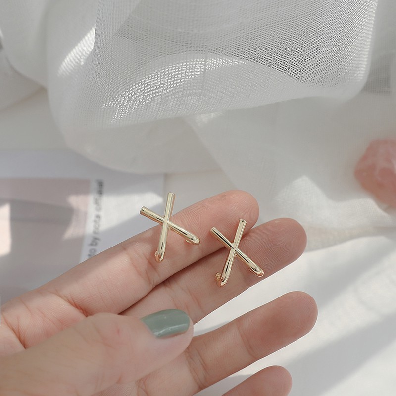 Bông Tai Chữ X Đơn Giản Theo Phong Cách Hàn Quốc A416