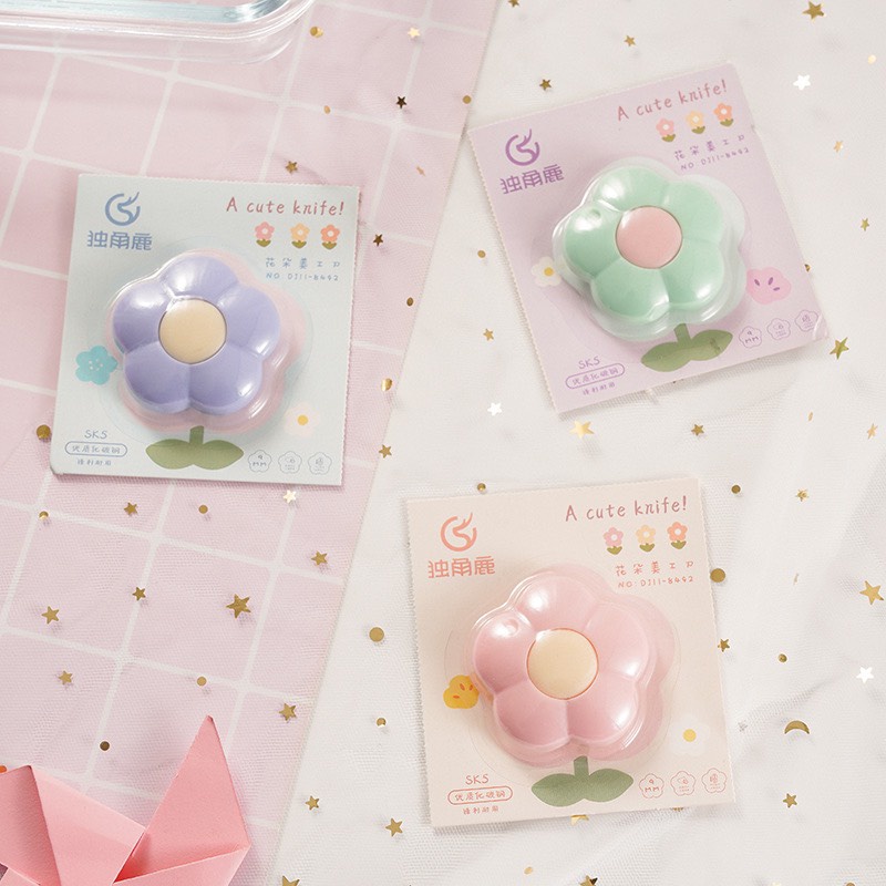 Dao Rọc Giấy Mini Hình Bông Hoa Xinh Xắn Đáng Yêu Dao Dọc Giấy Khui Hàng Unboxing Bông Hoa Ngộ Nghĩnh D4
