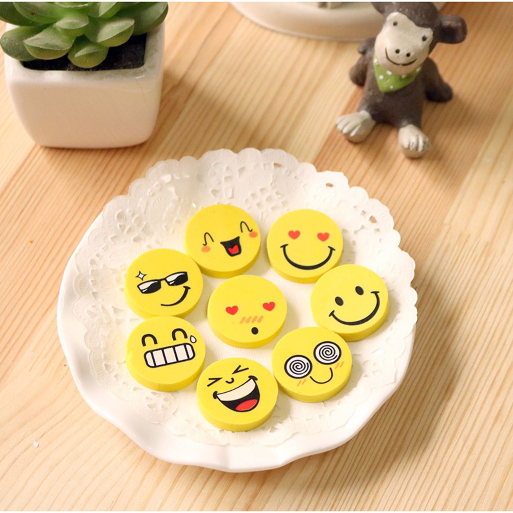 [COMBO 8 IN 1] Bộ cục tẩy hình EMOJI cực dễ thương - Cục gôm tẩy bút chì cho bé