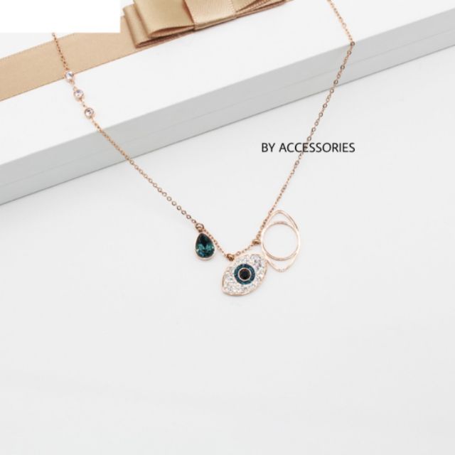Dây chuyền titan mắt biếc đính đá không gỉ WN190604
