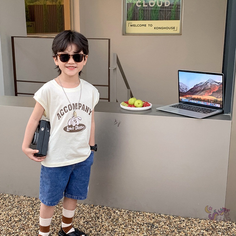 Áo Thun Sát Nách In Hoạt Hình Kiểu Hàn Quốc Thời Trang Mùa Hè Cho Bé
